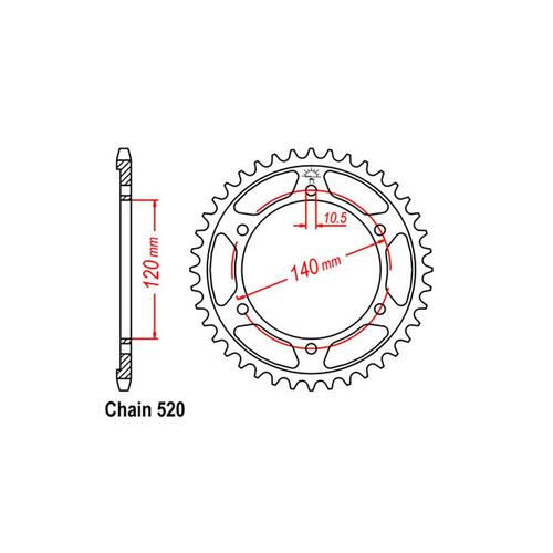 Rear Sprocket - Steel 37T 520P