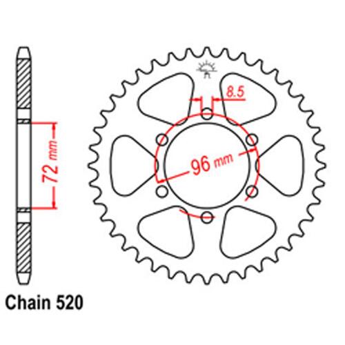 Rear Sprocket - Steel 42T 520P