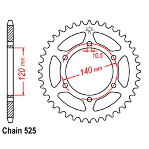 Rear Sprocket - Steel 38T 525P