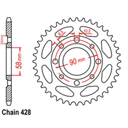 Rear Sprocket - Steel 34T 428P Grom