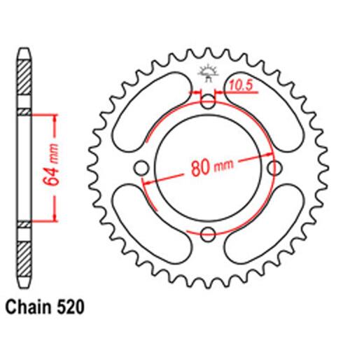 Rear Sprocket - Steel 32T 520P