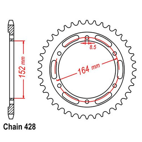 Rear Sprocket - Steel 56T 428P