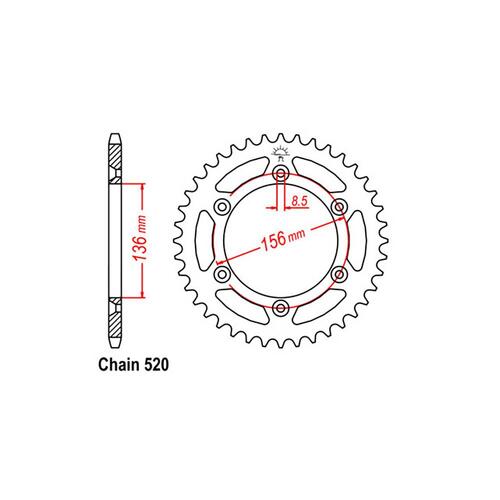 Rear Sprocket - Steel 51T 520P