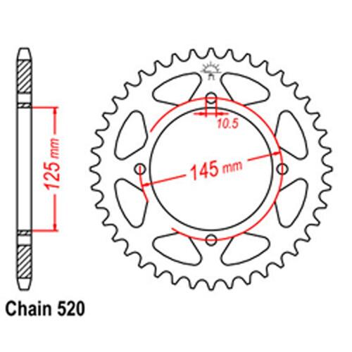 Rear Sprocket - Steel 43T 520P