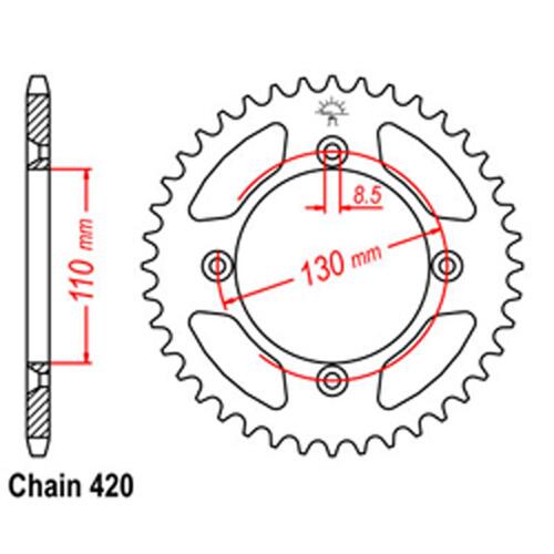 Rear Sprocket - Steel 49T 420P