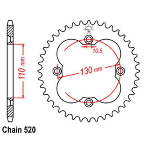 Rear Sprocket - Steel 39T 520P