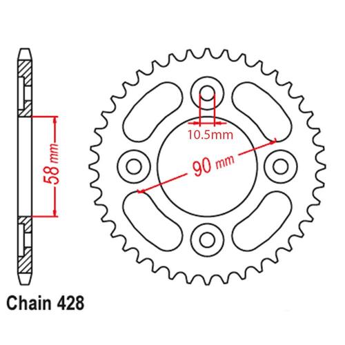 Rear Sprocket - Steel 37T 428P Grom 22