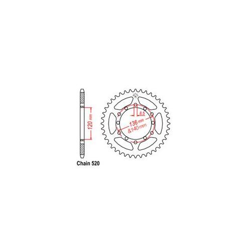 Rear Sprocket - Steel 38T 520P D/D