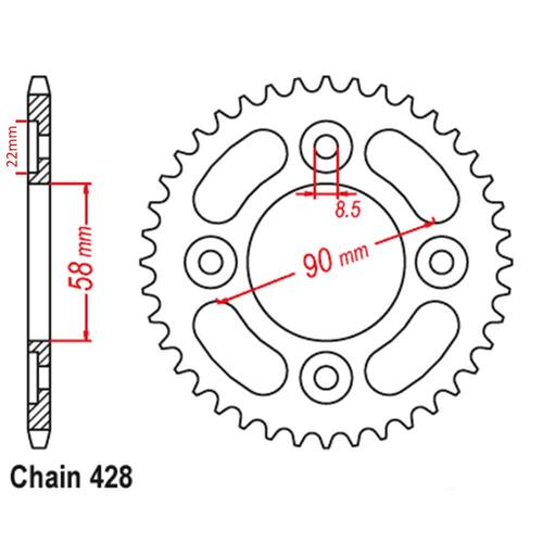 Rear Sprocket - Steel 34T 428P