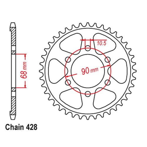 Rear Sprocket - Steel 48T 428P (CB125R 2019)