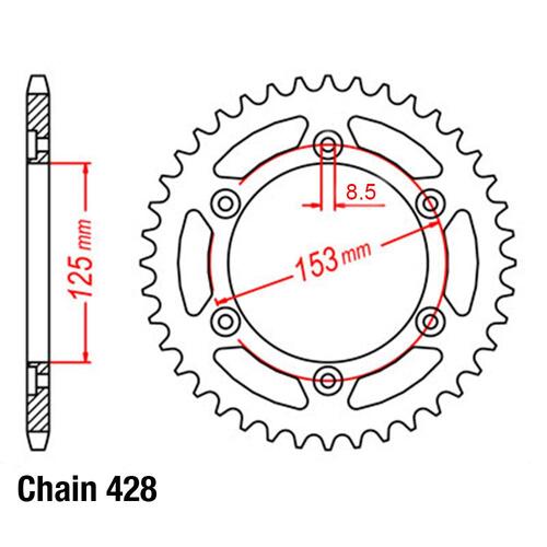 Rear Sprocket - Steel 52T 428P