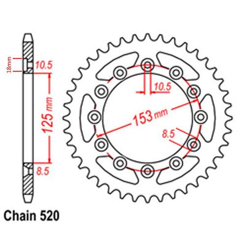 Rear Sprocket - Steel 38T 520P D/D