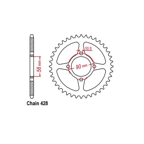 Rear Sprocket - Steel 42T 428P