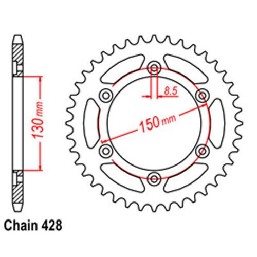 Rear Sprocket - Steel 52T 428P