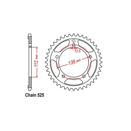 Rear Sprocket - Steel 38T 525P