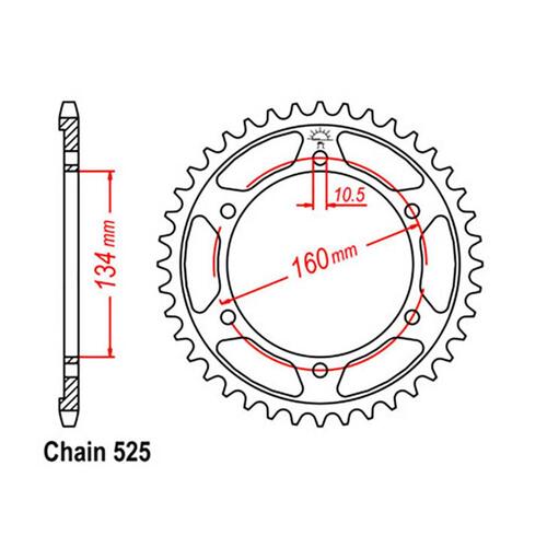 Rear Sprocket - Steel 41T 525P