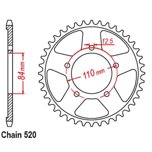 Rear Sprocket - Steel 40T 520P