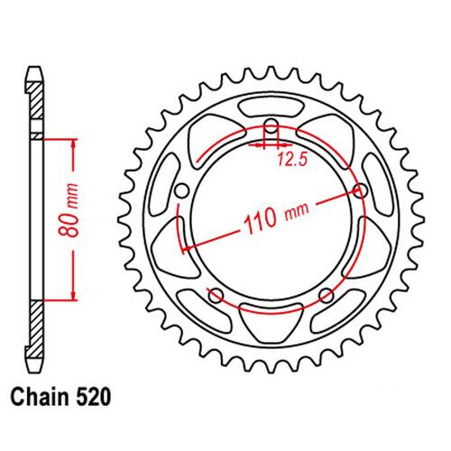 Rear Sprocket - Steel 45T 520P