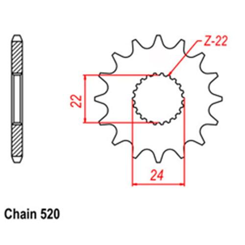 Front Sprocket - Steel 14T 520P