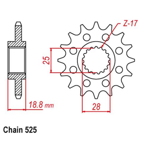 Front Sprocket - Steel w/Rubber Cush 15T 525P