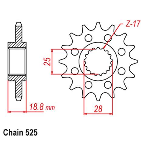 Front Sprocket - Steel w/Rubber Cush 16T 525P