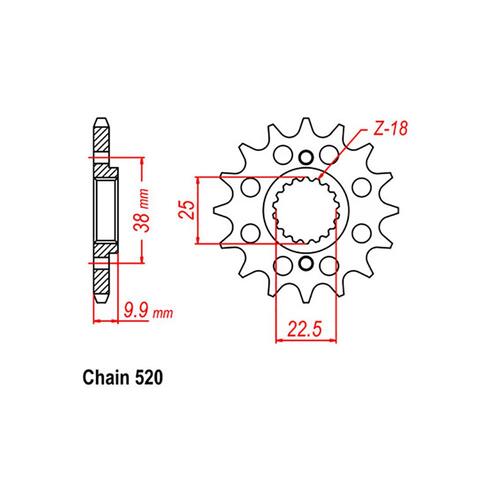 Front Sprocket - Steel 15T 520P