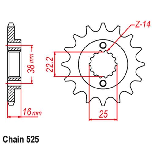 Front Sprocket - Steel w/Rubber Cush 15T 525P