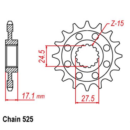 Front Sprocket - Steel 15T 525P