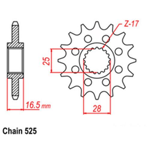 Front Sprocket - Steel 16T 525P