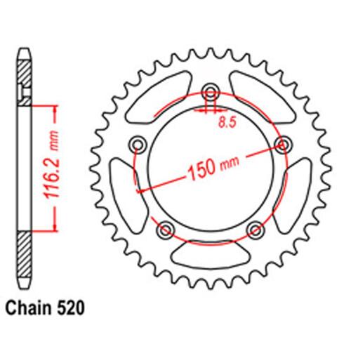 Rear Sprocket - Steel 42T 520P