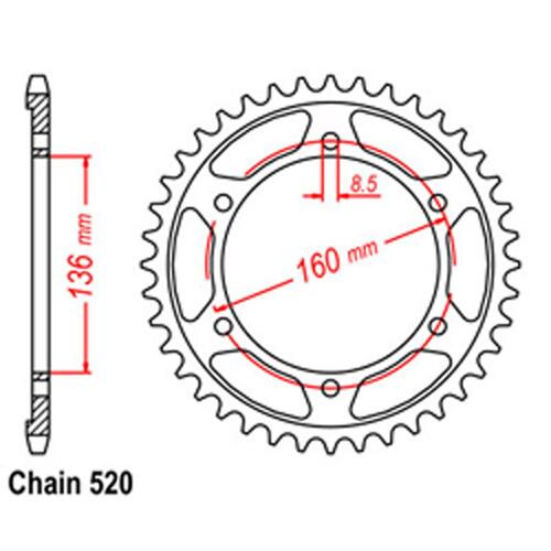 Rear Sprocket - Steel 40T 520P