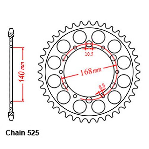 Rear Sprocket - Steel 41T 525P