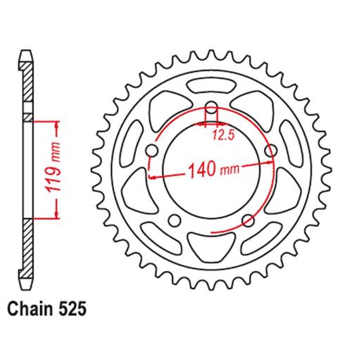 Rear Sprocket - Steel 44T 525P