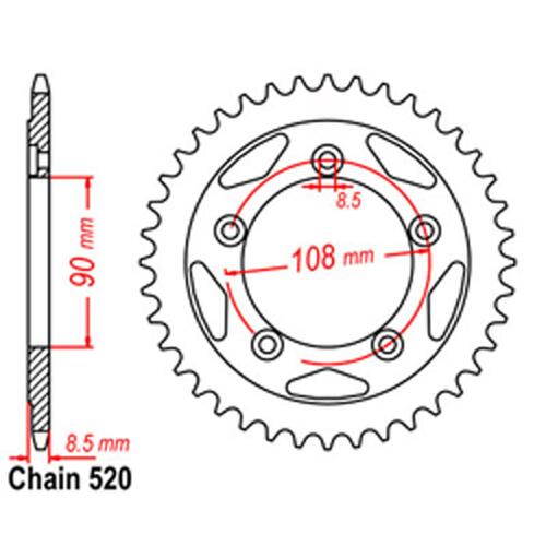 Rear Sprocket - Steel 38T 520P