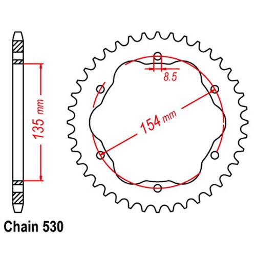 Rear Sprocket - Steel 40T 530P - 760 Or 770 Adaptor Required