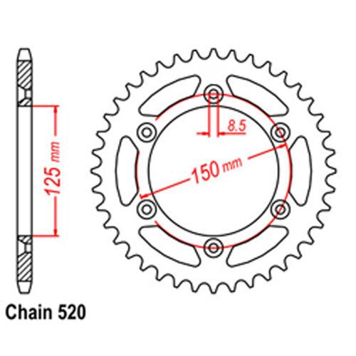 Rear Sprocket - Steel 38T 520P