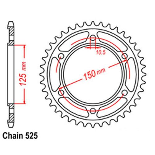 Rear Sprocket - Steel 42T 525P