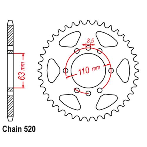 Rear Sprocket - Steel 42T 520P