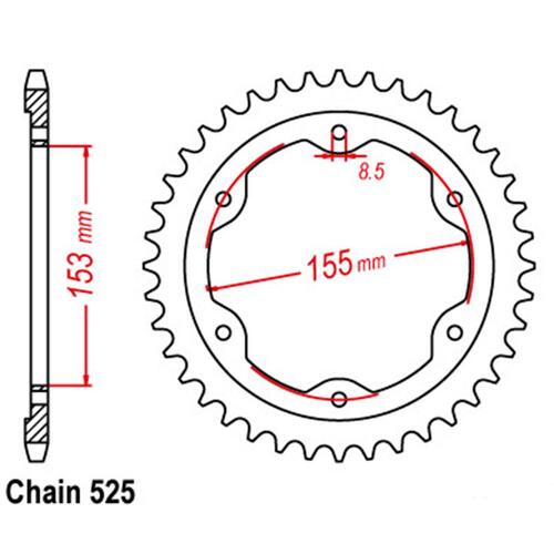 Rear Sprocket - Steel 38T 525P