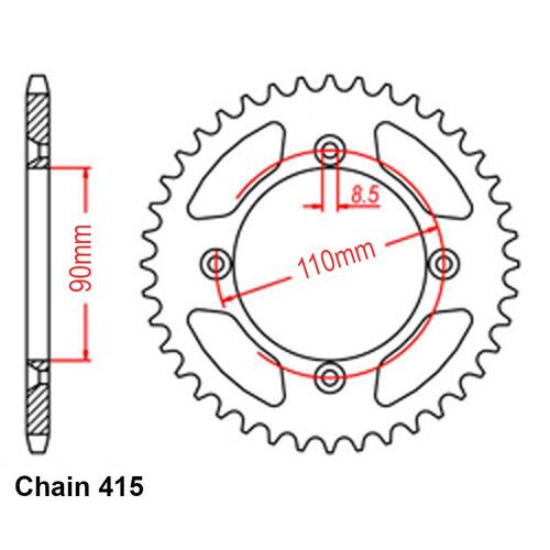 Rear Sprocket - Steel 38T 415P