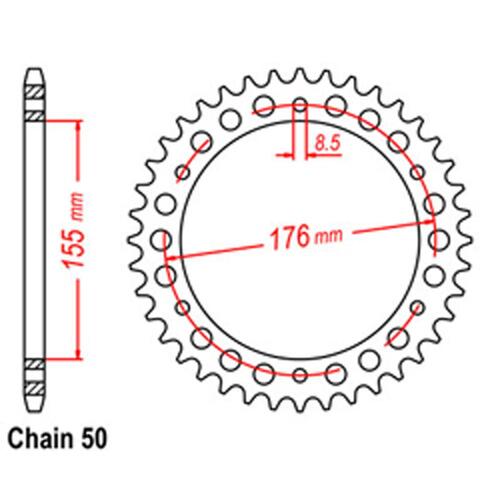 Rear Sprocket - Steel 43T 530P