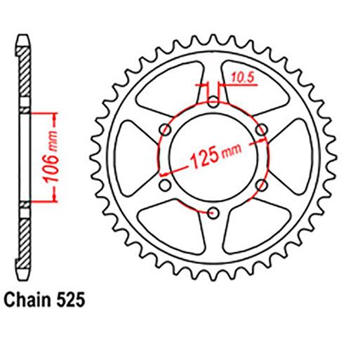 Rear Sprocket - Steel 37T 525P