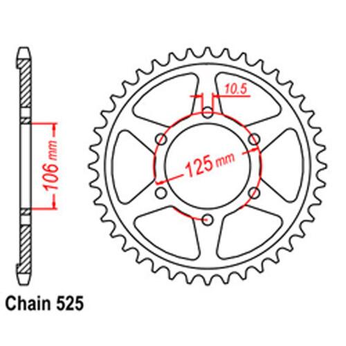 Rear Sprocket - Steel 47T 525P