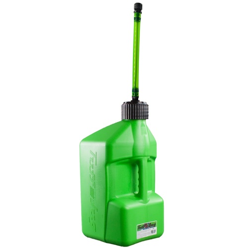 5 gal/20L Kawasaki Green Tuff Jug w/Black Standard Cap/Kawi Flexible Auto Shut Off Spout