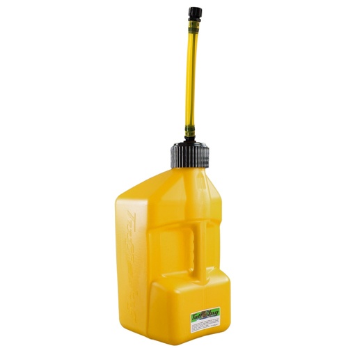 5 gal/20L Yellow Tuff Jug w/Black Standard Cap/Yellow Flexible Auto Shut Off Spout