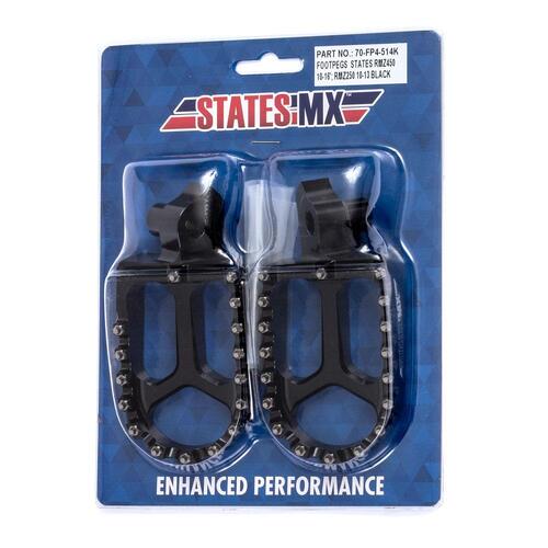 States MX S2 Alloy Off Road Footpegs - Suzuki - Black