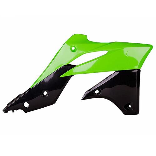 Polisport Radiator Shrouds - Kaw KX250 ('13-16) - Green/Black