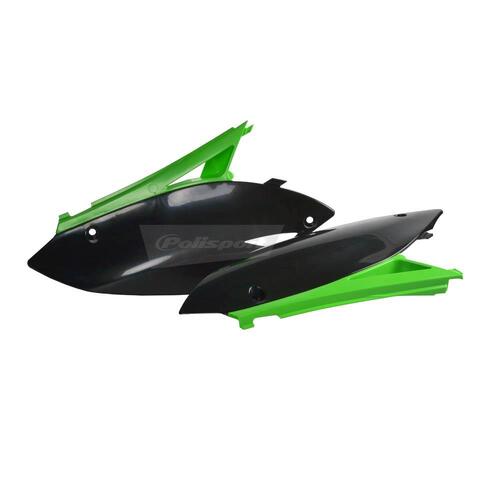 Polisport Side Covers - Kaw KX250F ('09-12), KX450F ('09-11) - Green/Black