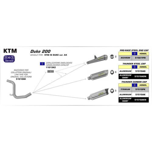 Arrow Mid-Pipe for KTM 125/200 Duke ('12-15) Stainless Steel