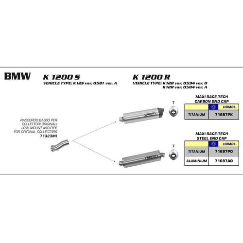 Arrow Low-Mount Link Pipe for BMW K1200S/R ('05-06) in SS